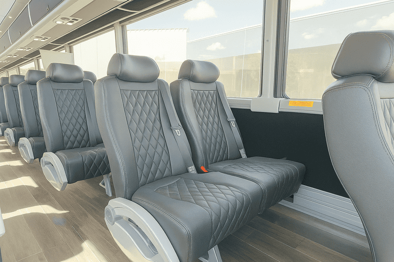 interior of Fargo Shuttle Bus Rentals charter bus